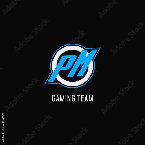 Initial PM logo circle line, creative esport team logo monogram style