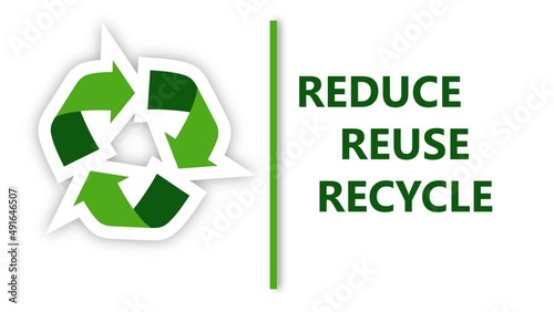 Animated illustration of reduce reuse recycle icon motion graphic. Suitable for nature environment go green content.