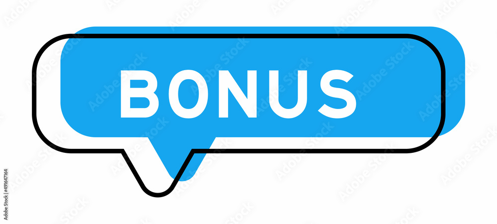 Speech banner and blue shade with word bonus on white background Speech banner and blue shade with word bonus on white background