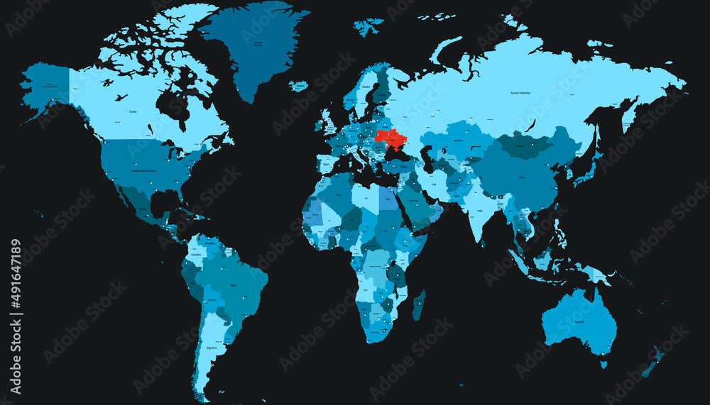 Fototapeta premium World map. Ukraine map. 