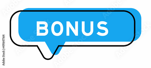 Speech banner and blue shade with word bonus on white background