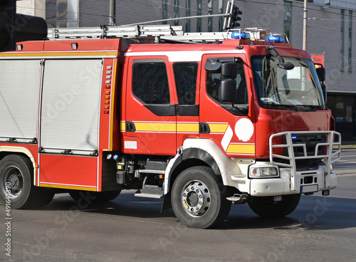 Fire truck on the city street