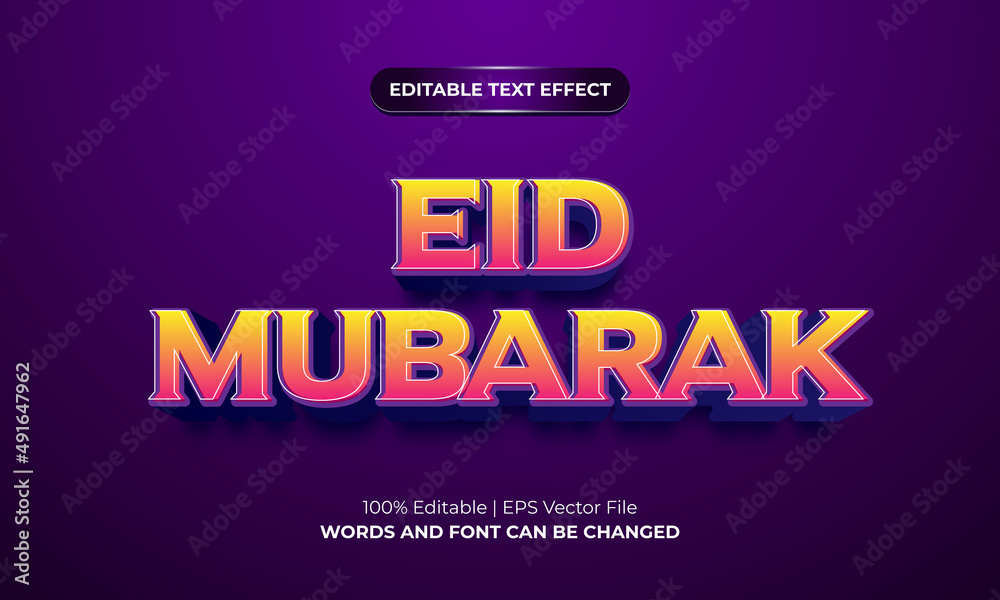 Abstract 3d eid mubarak modern text style effect