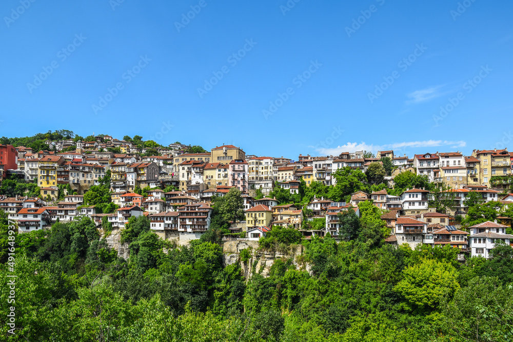 Houses on the mountain city landscape - Veliko Tarnovo Bulgaria