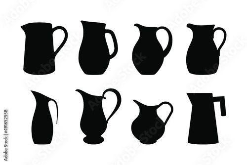 water jug silhouette vector. pitcher isolated on white background. photo