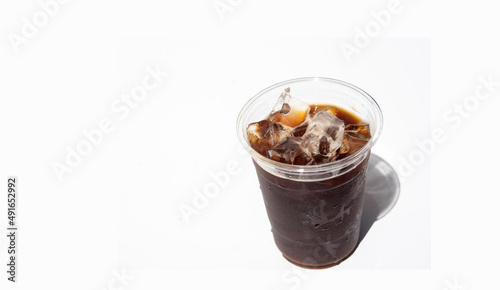 Iced americano in a glass on a white background