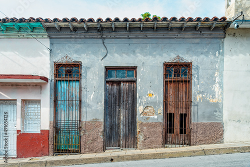 Old weathered colonial style building in Cuba