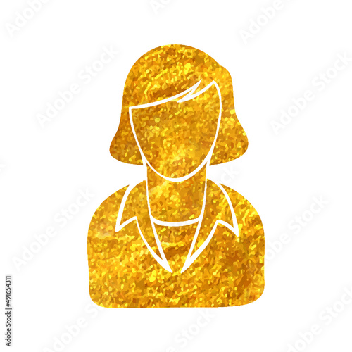Hand drawn gold foil texture icon Female receptionist
