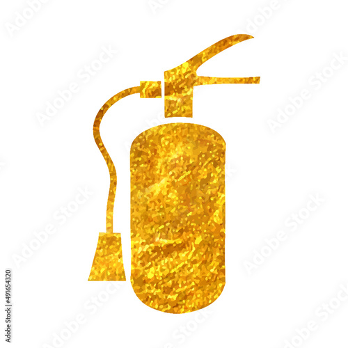 Hand drawn gold foil texture icon Fire extinguisher
