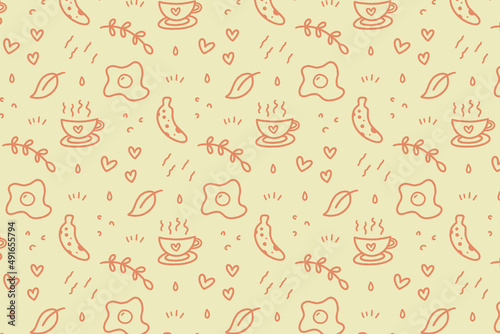 Cute seamless breakfast pattern background