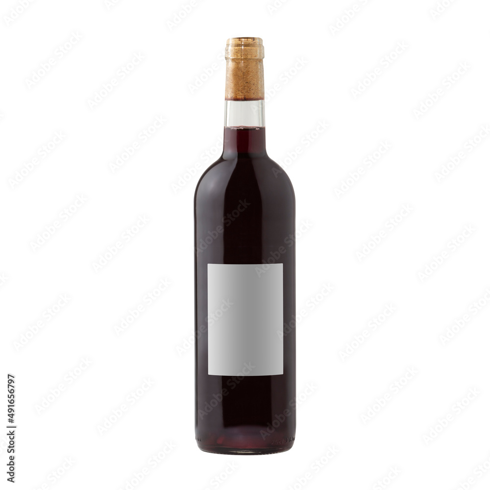 red wine bottle with blank label isolated on white background. red wine bottle with blank label isolated on white background.