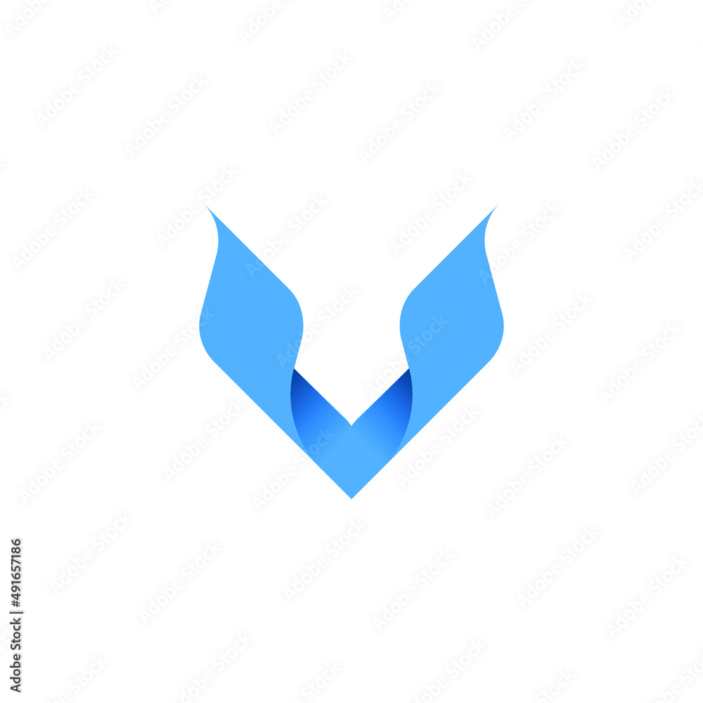 blue letter V stylist logo in modern and simple style blue letter V stylist logo in modern and simple style
