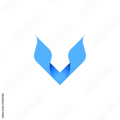 blue letter V stylist logo in modern and simple style