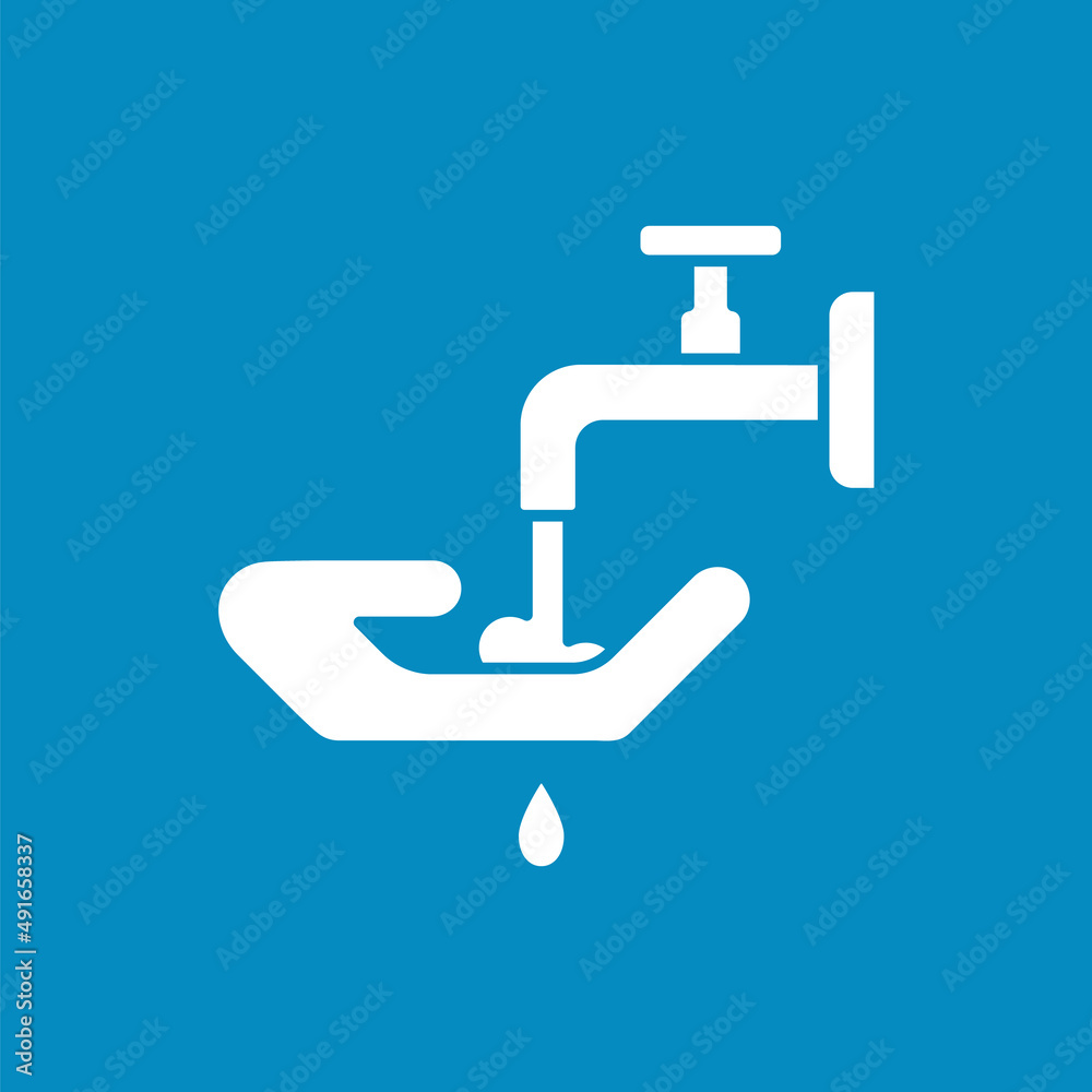 Hand washing glyph icon. Cleaning palms under water. Hygiena concept