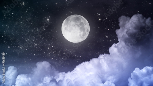 Canvas Print moon and clouds