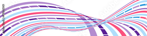 Wavy lines or ribbons. Multicolored striped. Creative unusual background with abstract wave lines for creating trendy banner, poster. Vector eps