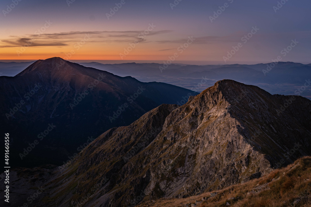 sunrise in the mountains . Western Tatras Slovakia