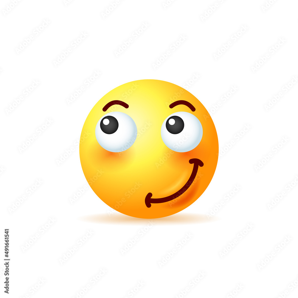 Fototapeta premium Yellow cheerful emoji isolated on white background.