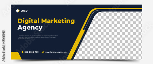 Digital marketing agency horizontal banner design template.