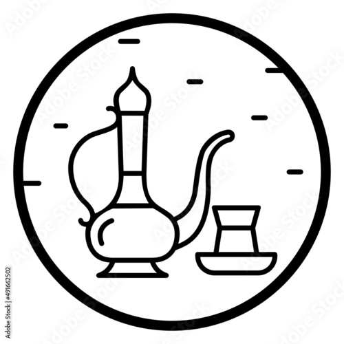 Middle Eastern traditional teapot set or Dallah Concept, Coffea arabica beans Vector Icon Design, Muslim festival Symbol, Lesser Eid and Islamic Holidays Sign, holy Ramazan stock illustration