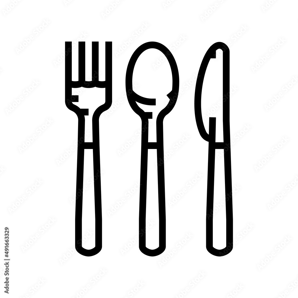 cutlery plastic line icon vector. cutlery plastic sign. isolated contour symbol black illustration cutlery plastic line icon vector. cutlery plastic sign. isolated contour symbol black illustration