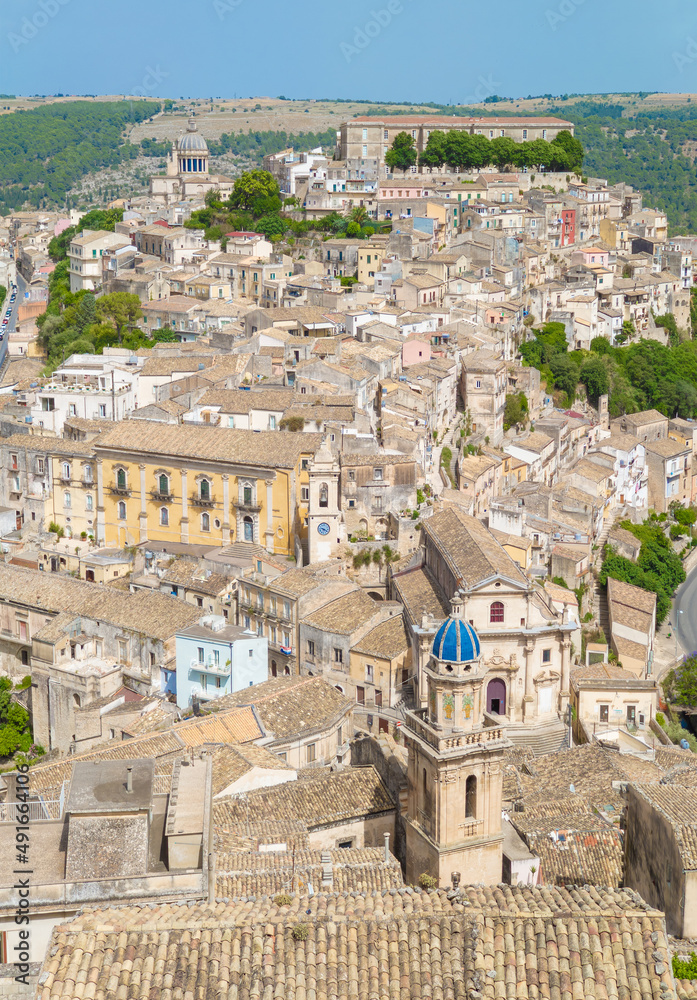 Ragusa (Sicilia, Italy) - A view of touristic baroque city in Sicily island, deep southern of Italy, with his old historical center named Ibla, UNESCO site.