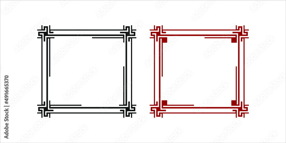 set of simple abstract line art square border or frame vector set of simple abstract line art square border or frame vector