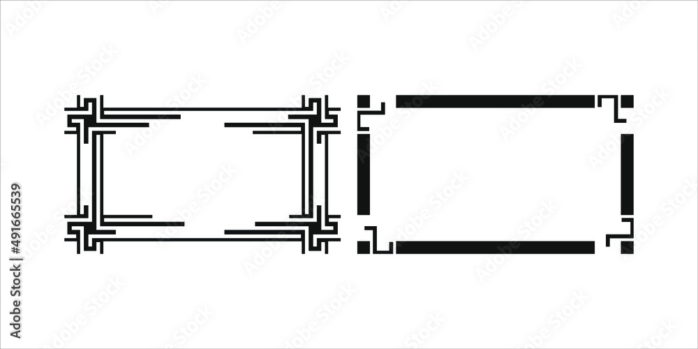 set of abstract landscape border frame with line art style set of abstract landscape border frame with line art style