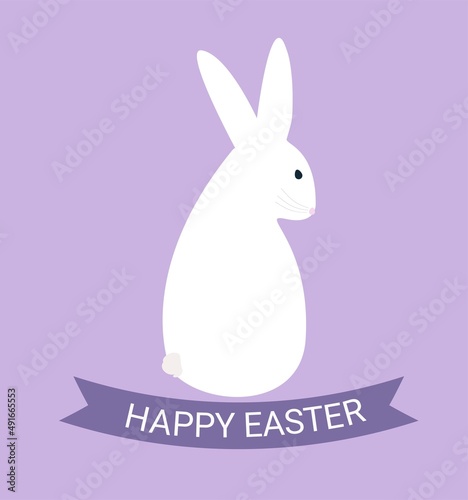 Happy easter card. Vector illustration with cute rabbit.