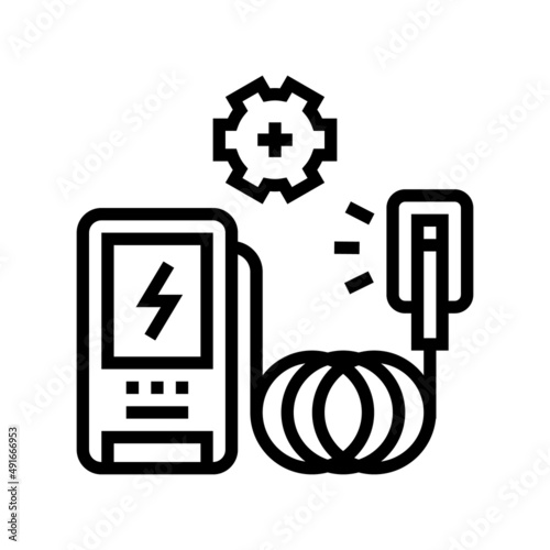 ev charger installation line icon vector. ev charger installation sign. isolated contour symbol black illustration