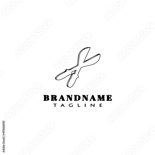 gardening tool secateurs logo cartoon icon design template black isolated vector