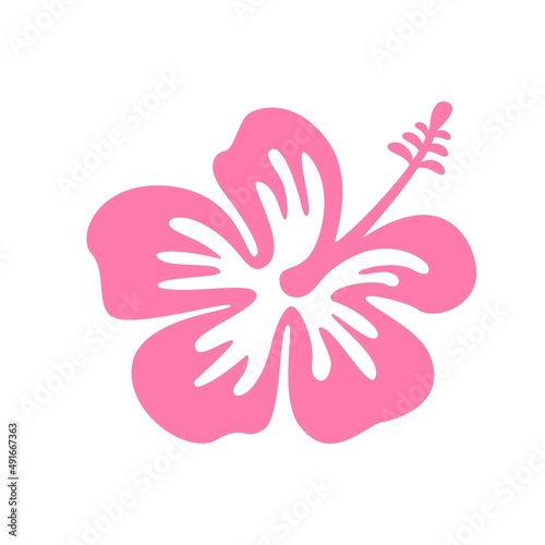 Vector illustration of tropical Hibiscus flower isolated on white background. Blooming Hibiscus vector silhouette, Summer vibe graphic design, floral clipart.