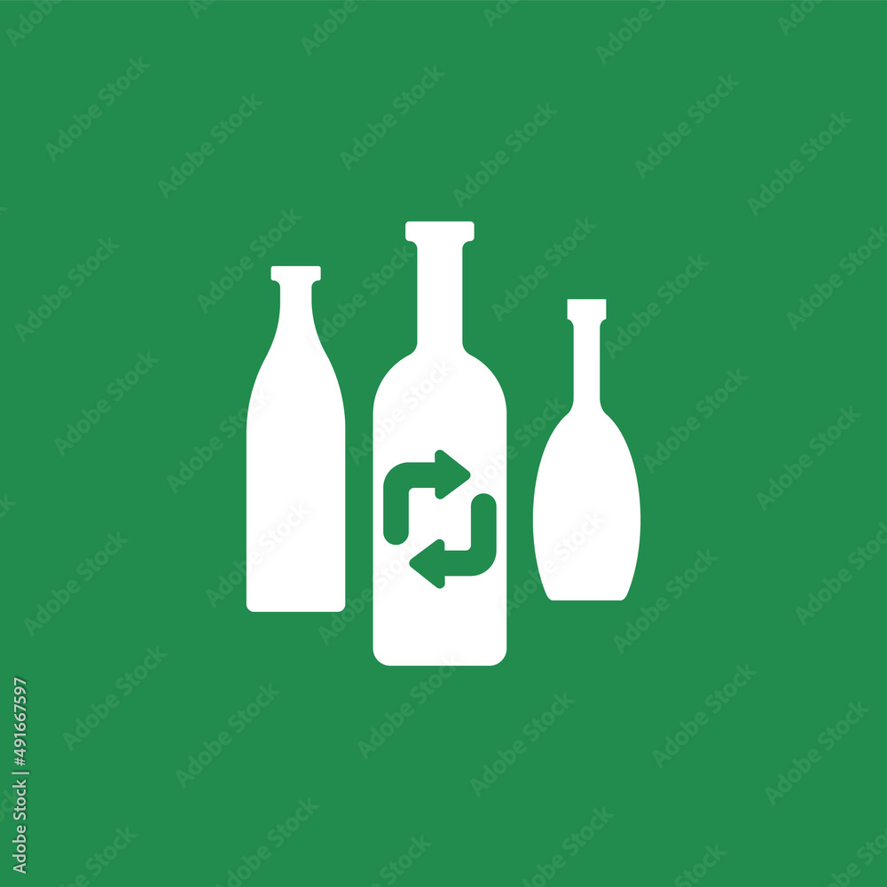 Glass recycling glyph icon. Recycling glass bottles. Waste. Recycled materials concept.Filled flat sign. Isolated silhouette vector illustration Glass recycling glyph icon. Recycling glass bottles. Waste. Recycled materials concept.Filled flat sign. Isolated silhouette vector illustration