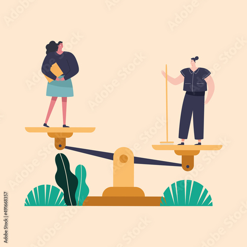 business couple in balance