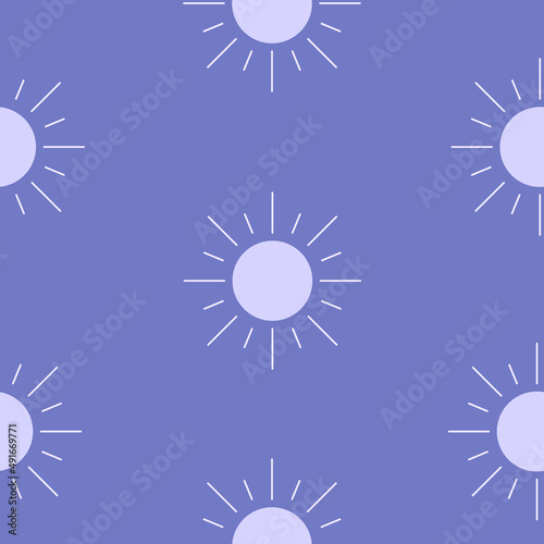 Bohemian vintage style seamless pattern. Sun burst on purple background. Repeating texture for textile, apparel, canvas, fabric design