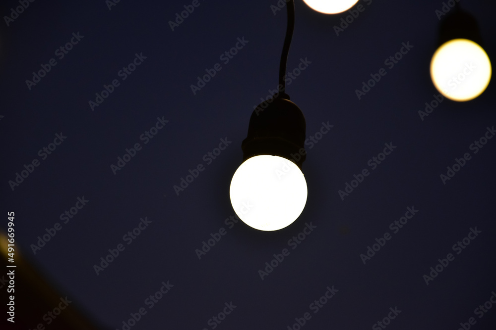 night light from bulbs and bulbs bokeh, soft and blurred image background.