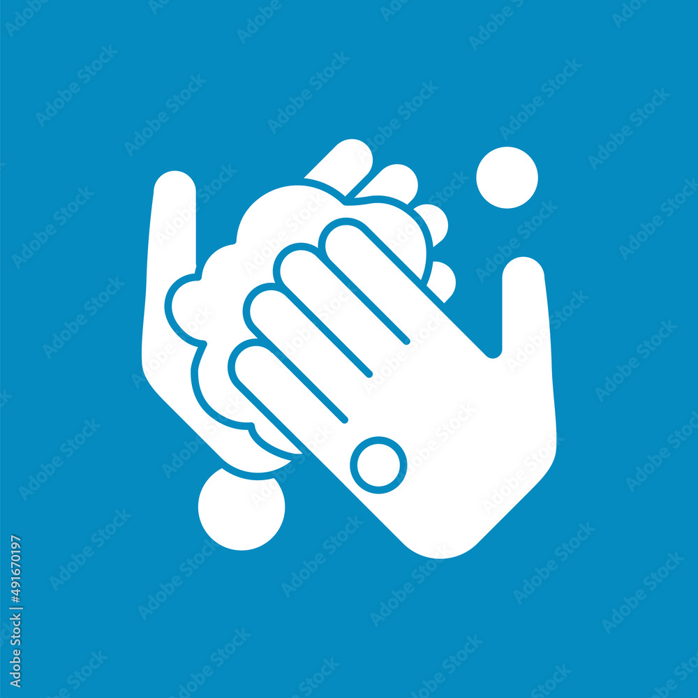 Palm washing glyph icon. Cleaning palms. Froth soap in hands. Disinfection.Hygiena concept. Filled flat sign. Isolated silhouette vector illustration Palm washing glyph icon. Cleaning palms. Froth soap in hands. Disinfection.Hygiena concept. Filled flat sign. Isolated silhouette vector illustration