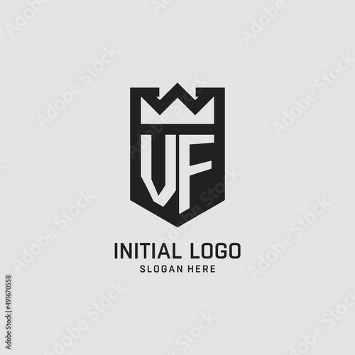 Initial VF logo shield shape, creative esport logo design