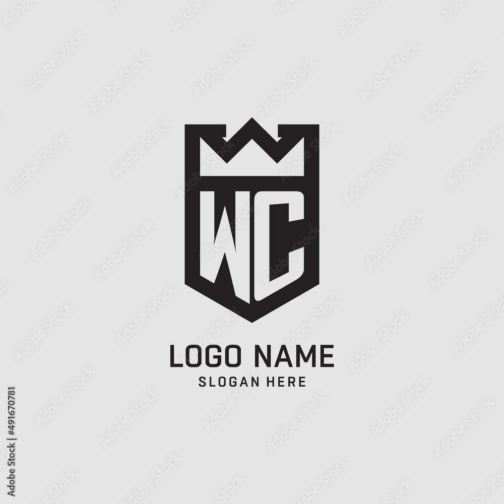 Initial WC logo shield shape, creative esport logo design Stock Vector ...