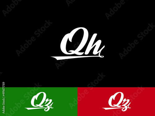 Modern QH Signature Letter Logo, Signature Qh hq Logo For wedding cosmetics beauty flower or fashion brand
