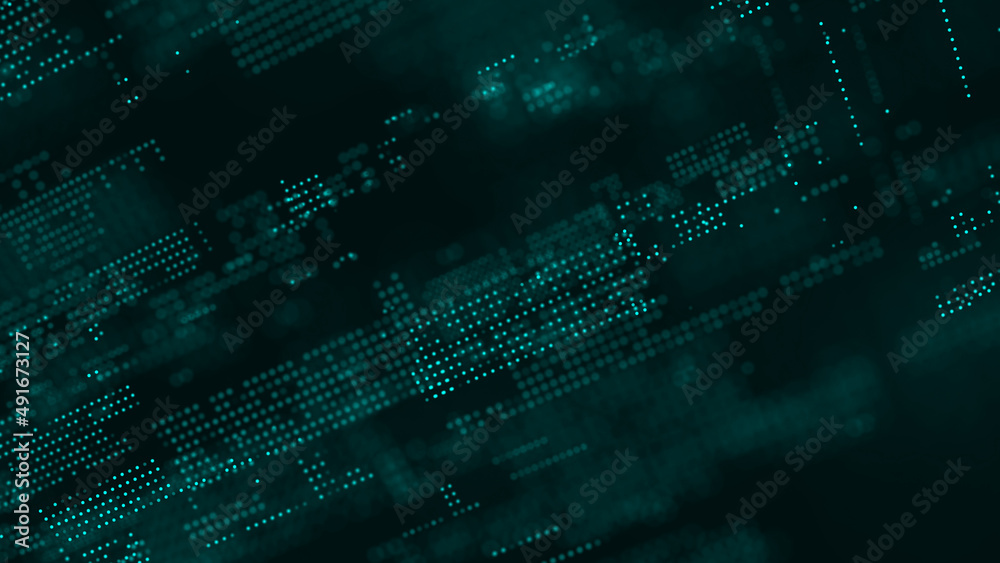 Abstract digital background. Technology illustration. Data matrix. Data technology illustration. Big data visualization. Science background. 3D rendering.