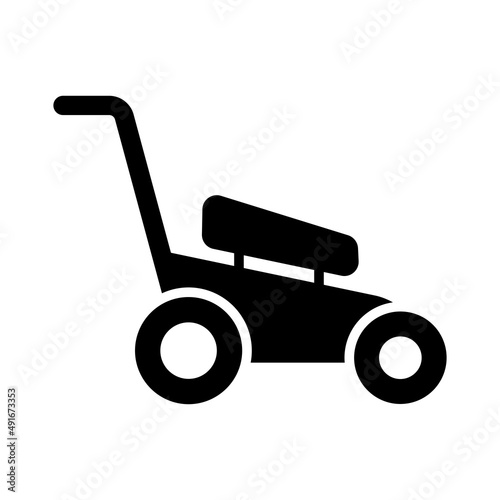 Lawn mower vector icon. Gardening grass-cutter