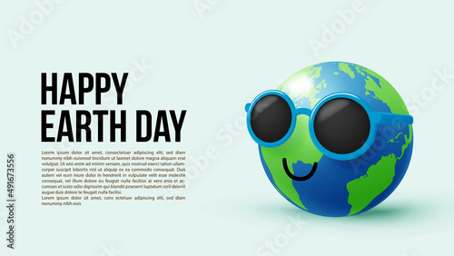 Happy earth day concept art with cute character design