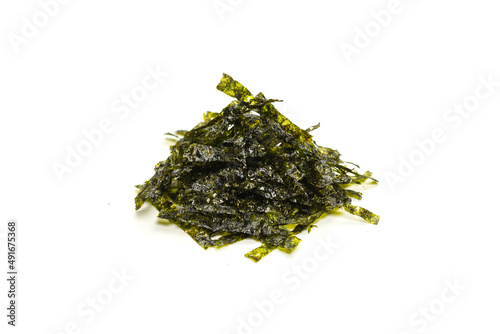 Tasty nori seaweed isolated on white background.