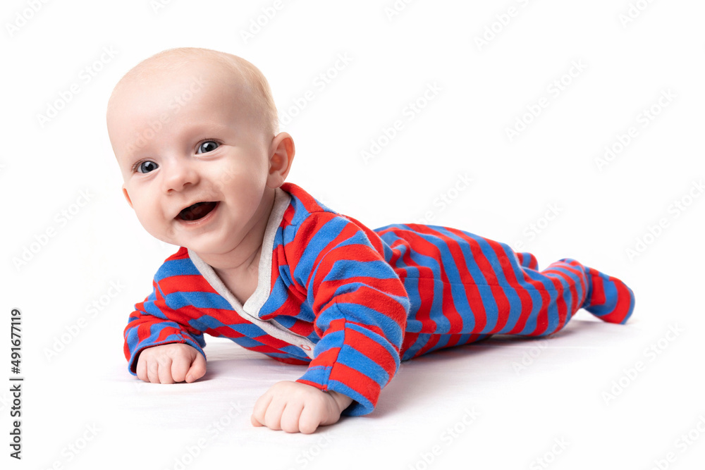 cute smiling baby on a white isolated background with a smile on his face cute smiling baby on a white isolated background with a smile on his face