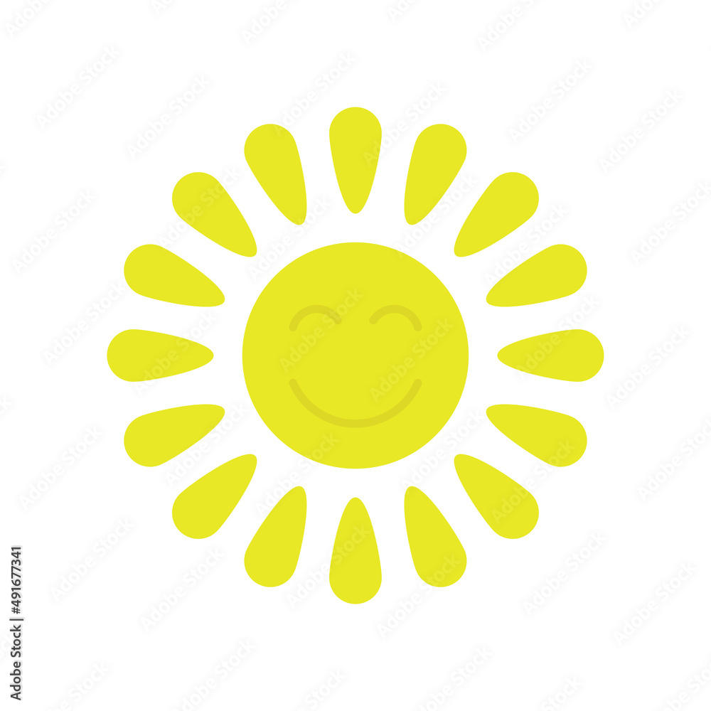 Sun icon. Colored round silhouette. Front view. Vector simple flat graphic illustration. Isolated object on a white background. Isolate.
