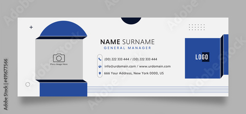 professional business email signature template with photo a photo place. modern design with white and navy color concept