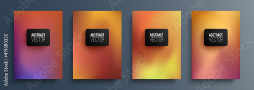 Set of blurred backgrounds with dark soft color gradient for your creative graphic design. Vector illustration.