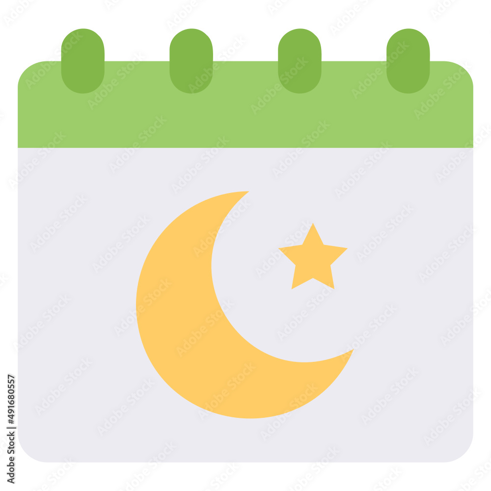 Ramadan day calendar flat icon. Can be used for digital product, presentation, print design and more.