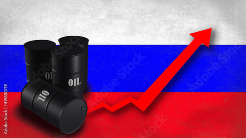 Tensions between Russia and Ukraine have led to a continued spike in global oil prices, Oil storage barrel 3D concept, Russian oil